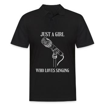 Musique Fille musicienne femme chanteuse microphone - Polo Homme - noir - Devant - Kai (181cm)