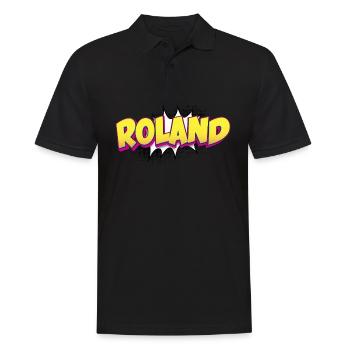 Roland Benutzerdefinierter Name Comic-Buch-Stil Pop-Art, - Männer Poloshirt - Schwarz - Vorne - Kai (181cm)
