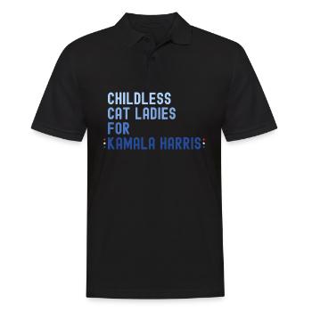 Kinderlose Katze Damen für Kamala Harris 2024 - - Männer Poloshirt - Schwarz - Vorne - Kai (181cm)