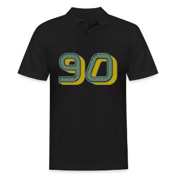 90. 90 JAHRE. 90. JAHRESTAG. 90-JÄHRIGES JUBILÄUM. - Männer Poloshirt - Schwarz - Vorne - Kai (181cm)
