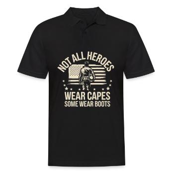 Soldat militaire vétéran - Polo Homme - noir - Devant - Kai (181cm)