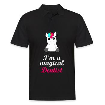 fée des dents de dentiste magique, fil dentaire, grotte, brosse à dents - Polo Homme - noir - Devant - Kai (181cm)