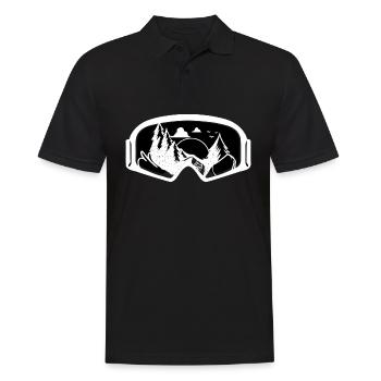 Ski Brille und Skifahrer Ski Urlaub und Apres Ski - Männer Poloshirt - Schwarz - Vorne - Kai (181cm)