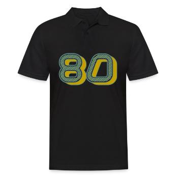 80. 80 JAHRE. 80. JAHRESTAG. 80-JÄHRIGES JUBILÄUM. - Männer Poloshirt - Schwarz - Vorne - Kai (181cm)