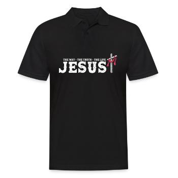 Jésus - Le Chemin La Vérité La Vie - Rachetée - Polo Homme - noir - Devant - Kai (181cm)
