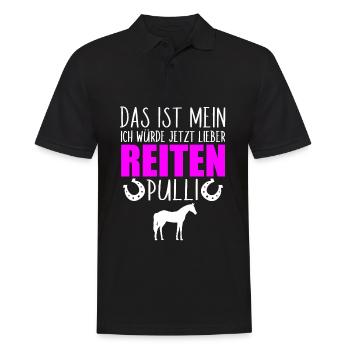 Ich würde jetzt lieber Reiten Pferd Reiterin Pony - Männer Poloshirt - Schwarz - Vorne - Kai (181cm)
