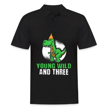 Young wild and three 3. Geburtstag Kleinkind Dino - Männer Poloshirt - Schwarz - Vorne - Kai (181cm)