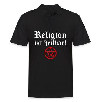 Religion ist heilbar Pentagramm Atheist Gott - Männer Poloshirt - Schwarz - Vorne - Kai (181cm)