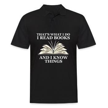I read books and I know things Lecture Livres Sort - Polo Homme - noir - Devant - Kai (181cm)