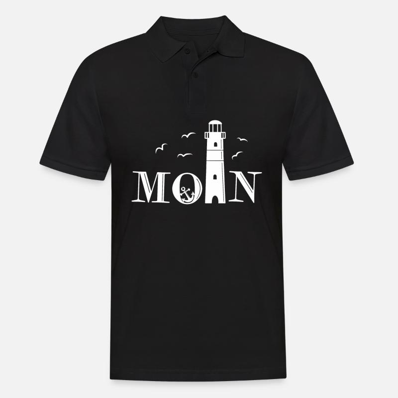 Leuchtturm Moin Anker - Männer Poloshirt - Schwarz