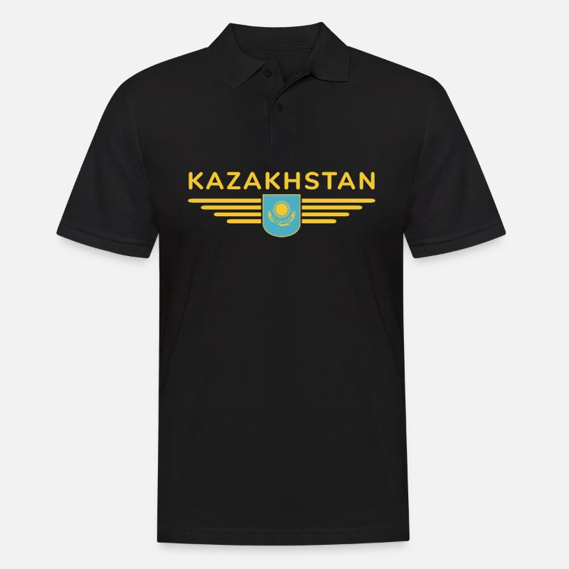 Kasachstan Design – Steppe und Tradition - Männer Poloshirt - Schwarz