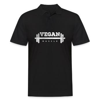 Vegan Muscle Shirt Geschenk Veganer GYM Fitness - Männer Poloshirt - Schwarz - Vorne - Kai (181cm)