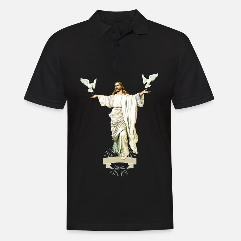 Gesù Cristo con colombe di pace, amore-speranza - Polo da uomo - nero
