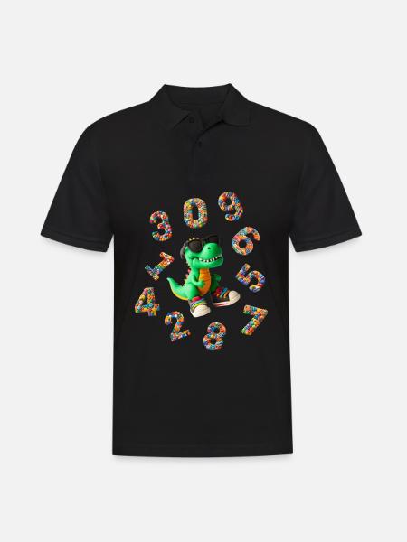 Numbers - Back to School with Dino - Men's Polo Shirt - black