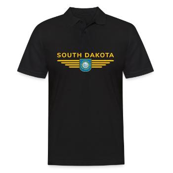 South Dakota Fan T-Shirt – Für echte Fans! - Männer Poloshirt - Schwarz - Vorne - Kai (181cm)