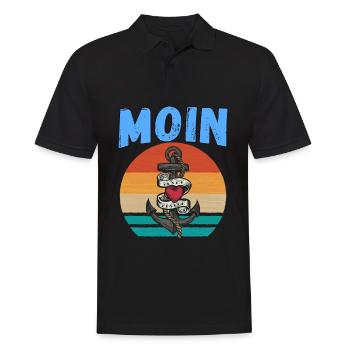 Moin lustige Norddeutsch Sprüche Ozean Meer Anker - Männer Poloshirt - Schwarz - Vorne - Kai (181cm)