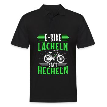 Ebike Lächeln Statt Hecheln Radsport Akku Fahrrad - Männer Poloshirt - Schwarz - Vorne - Kai (181cm)