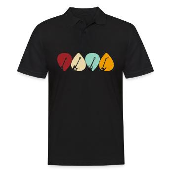 Guitar Pick Design for Guitarists in Retro Style - Men's Polo Shirt - black - Front - Kai (181cm)
