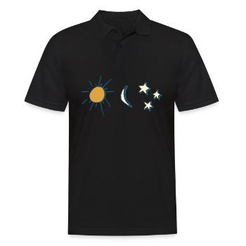Sonne, Mond und Sterne - Männer Poloshirt - Schwarz - Vorne - Kai (181cm)