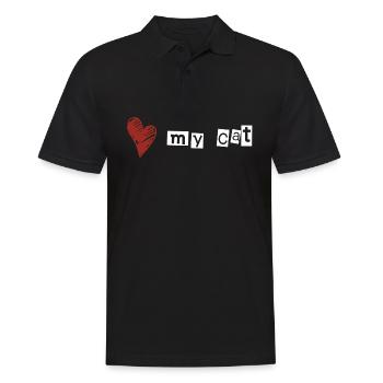 Love my cat - Männer Poloshirt - Schwarz - Vorne - Kai (181cm)