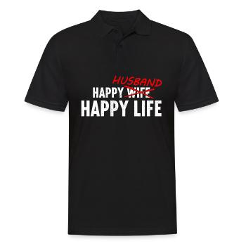 Happy Wife Husband Happy Life LGBTQ Turned Gay - Männer Poloshirt - Schwarz - Vorne - Kai (181cm)