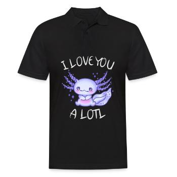 I love you a lotl Axolotl in love - Men's Polo Shirt - black - Front - Kai (181cm)