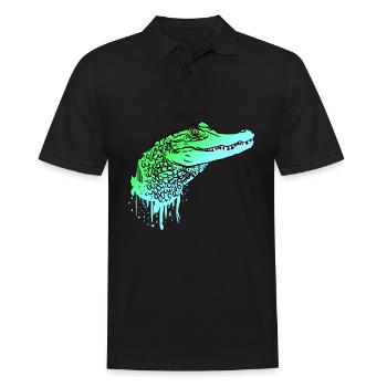 Krokodil Kroko Echse Alligator - Männer Poloshirt - Schwarz - Vorne - Kai (181cm)
