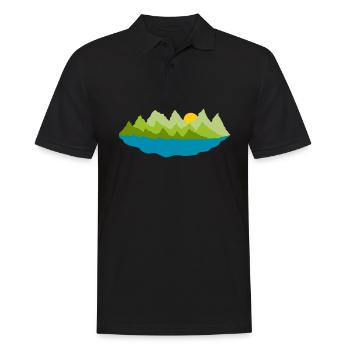 Landschaft - Bäume - See - Männer Poloshirt - Schwarz - Vorne - Kai (181cm)