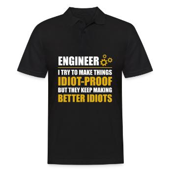 ENGINEERS - we save the world - Männer Poloshirt - Schwarz - Vorne - Kai (181cm)