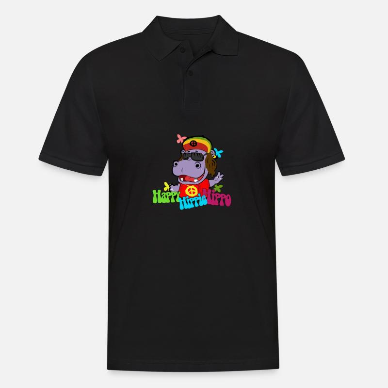 Nilpferd Hippie - Männer Poloshirt - Schwarz