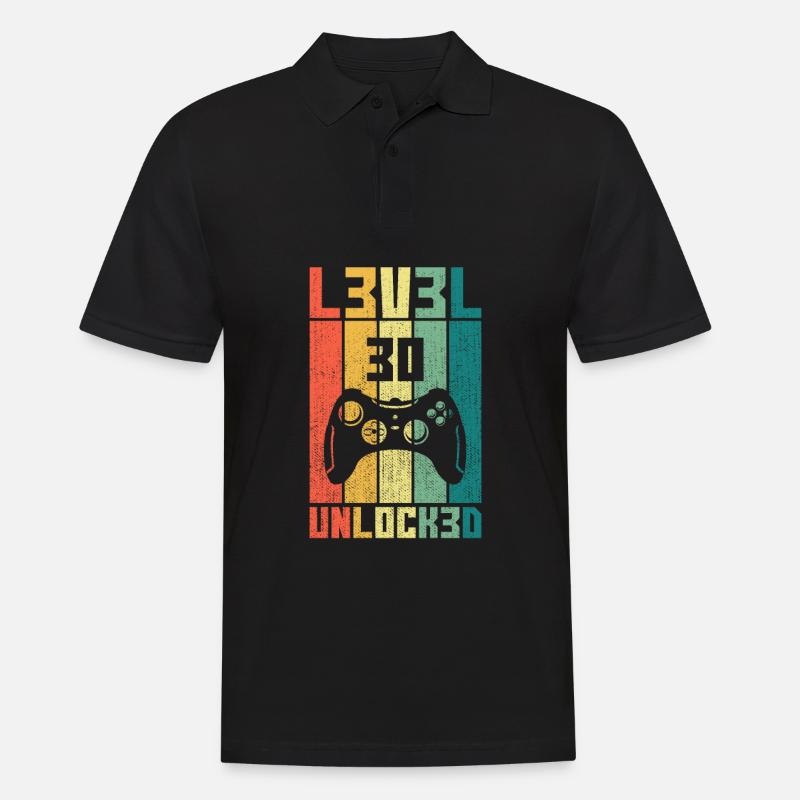 Level 30 Unlocked Zocker 30 Geburtstag Geschenk - Männer Poloshirt - Schwarz
