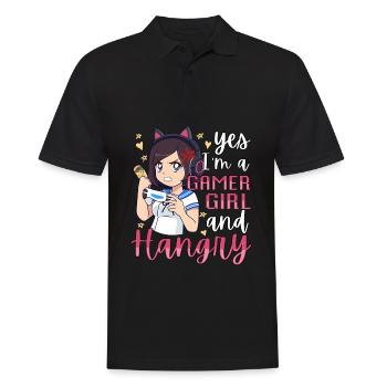 Yes I'm A Gamer Girl Hangry Angry Anime Hungry - Männer Poloshirt - Schwarz - Vorne - Kai (181cm)