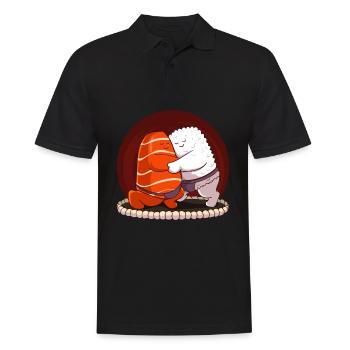 Japanese Sumo Sushi Salmon Hug Maki Nigiri Sashimi - Männer Poloshirt - Schwarz - Vorne - Kai (181cm)