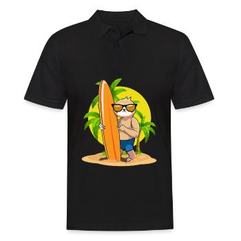 Surfing Sloth Kawaii Beach Surfer Aesthetic Surf - Men's Polo Shirt - black - Front - Kai (181cm)
