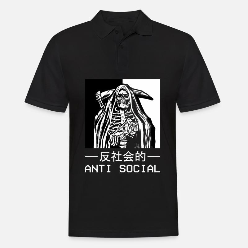 Skelett Sensenmann Antisocial Todesengel - Männer Poloshirt - Schwarz