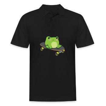 Cottagecore Aesthetic Kawaii Skateboarding Frosch - Männer Poloshirt - Schwarz - Vorne - Kai (181cm)