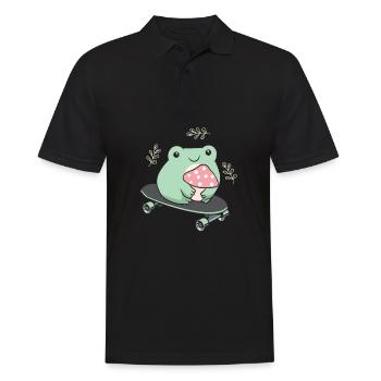 Cottagecore Aesthetic Kawaii Skateboarding Grenouille - Polo Homme - noir - Devant - Kai (181cm)