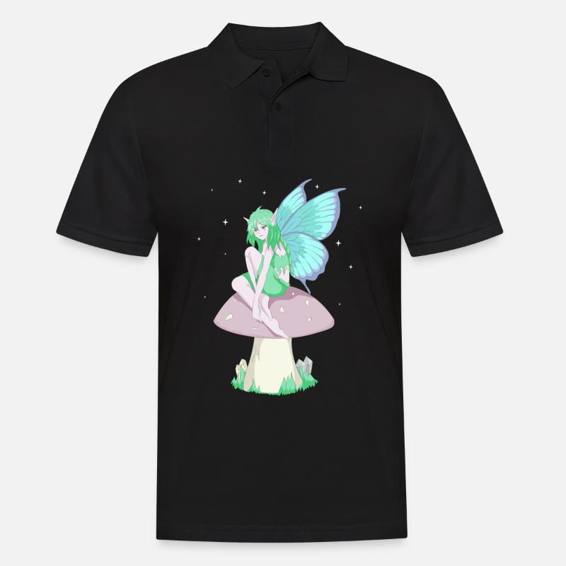 Fairycore Esthétique Anime Elf Fee Grunge Faecore - Polo Homme - noir