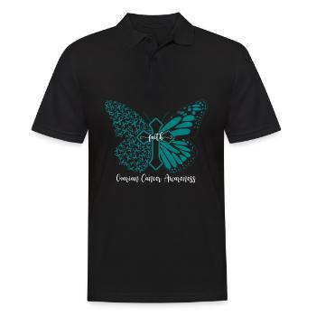 Ovarian Cancer Faith Butterfly Cross Gift - Men's Polo Shirt - black - Front - Kai (181cm)