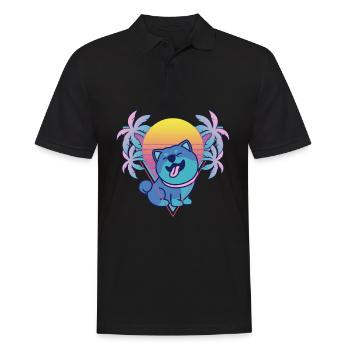 Shiba Inu Vaporwave Esthétique Rétro - Polo Homme - noir - Devant - Kai (181cm)