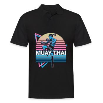 Muay Thai Retro Geschenk - Männer Poloshirt - Schwarz - Vorne - Kai (181cm)