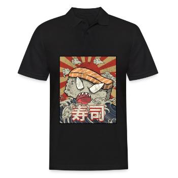 Kaiju Sushi Kanagawa Wve Japanische Ästhetik - Männer Poloshirt - Schwarz - Vorne - Kai (181cm)