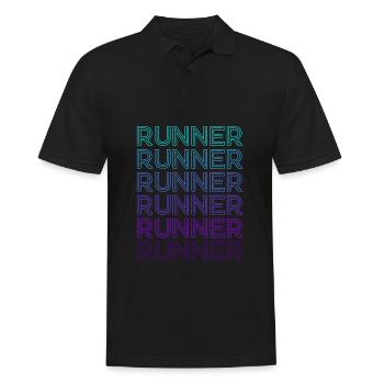 Läufer Marathon Laufen Retro - Männer Poloshirt - Schwarz - Vorne - Kai (181cm)