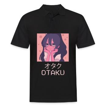 Otaku Anime Girl Japonais Vaporwave Esthétique - Polo Homme - noir - Devant - Kai (181cm)
