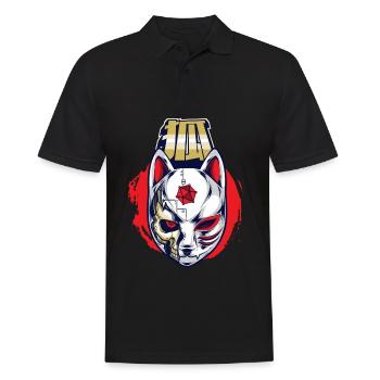 Cyborg Kitsune Maske Fuchs Maske Cyber Punk Cyber - Männer Poloshirt - Schwarz - Vorne - Kai (181cm)