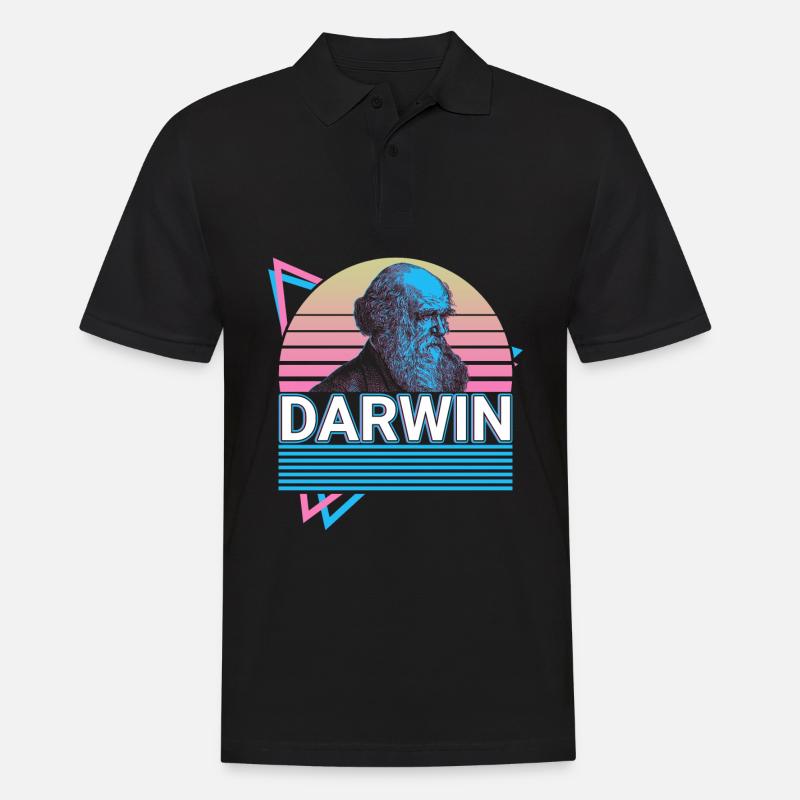 Charles Darwin Evolutionstheorie Retro Geschenk - Männer Poloshirt - Schwarz