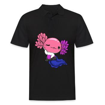 Genderfluid Stolz Genderfluid Flagge Kawaii Axolot - Männer Poloshirt - Schwarz - Vorne - Kai (181cm)