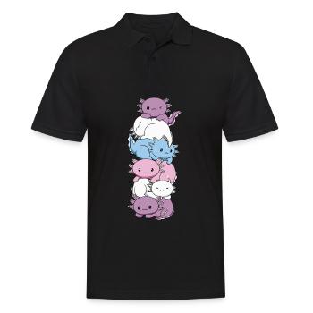 Drapeau intersexe Axolotl Bunch Kawaii - Polo Homme - noir - Devant - Kai (181cm)