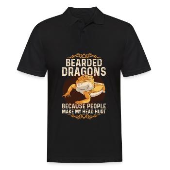 Funny bearded dragon - Men's Polo Shirt - black - Front - Kai (181cm)