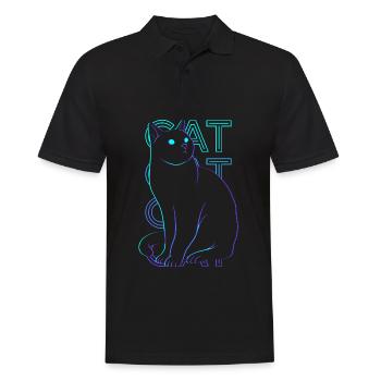 Cat Retro Gift - Men's Polo Shirt - black - Front - Kai (181cm)